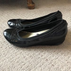 Anne Klein Sport- Black Patent Leather Medium Wedge - Size 7.5